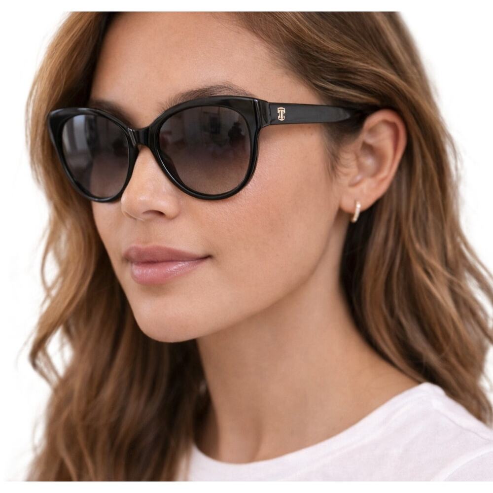 Tory Burch Black Cat-Eye Sunglasses TY7123 w/ Case & Pouch